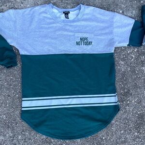 Grey and green "Nope not today" long sleeve sweater .